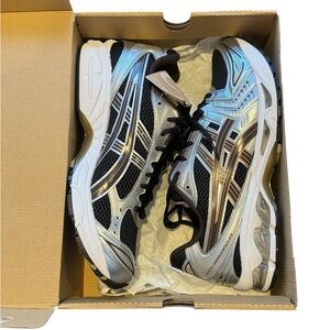 ASICS Black and Metallic Silver Sneakers